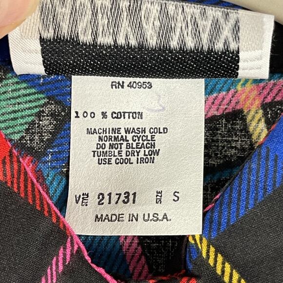 Vintage Casey & Max Top Womens Small Plaid Button Up Short Sleeve Retro 80s NEW - Picture 6 of 13